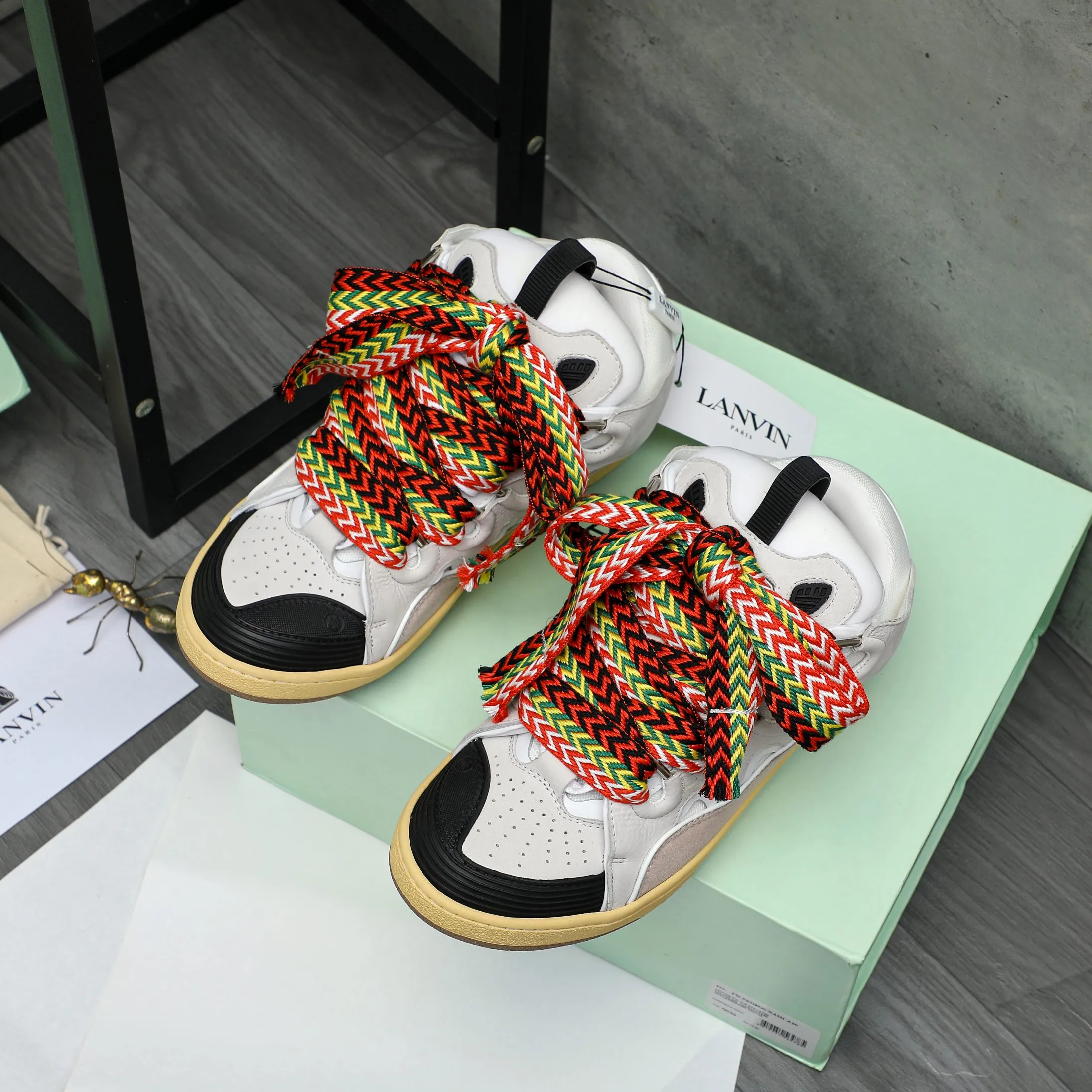 Men's shoes 💰740 [Lanvin] Lanvin high-end quality original couple's casual shoes - Upper: imported pebbled cowhide stitched with breathable mesh - Lining: Lycra elastic lining - Outsole: original rubber outsole - Super high quality control·Fine workmanship: highlighted (high-end·luxury·grade) -Size: 36-45 (45 can be customized)